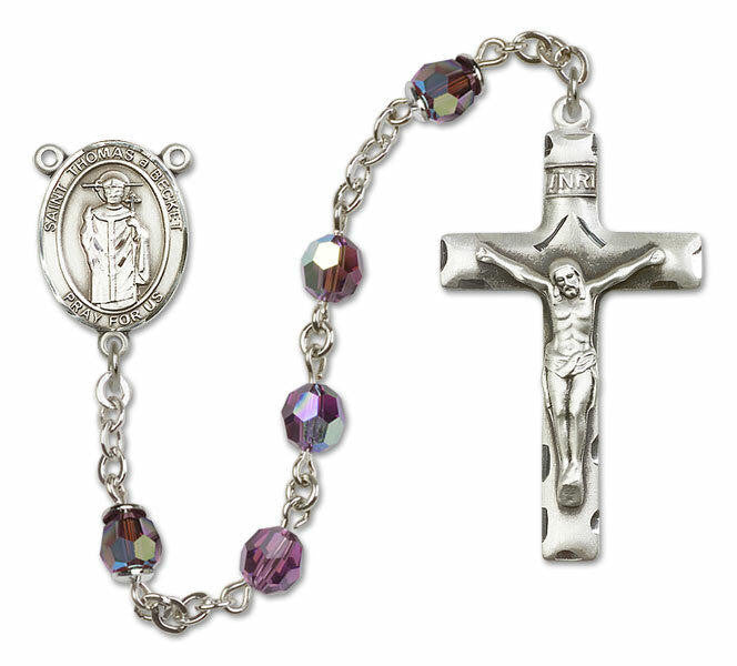 St Thomas A Becket Sterling Silver Rosary - 16 Color Options 8344/0644
