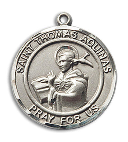 St Thomas Aquinas Medal - Sterling Silver 3/4 x 5/8 Round Pendant 8108RDSS