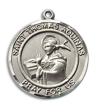 St. Thomas Aquinas Medal - Sterling Silver 3/4" x 5/8" Round Pendant (8108RDSS)