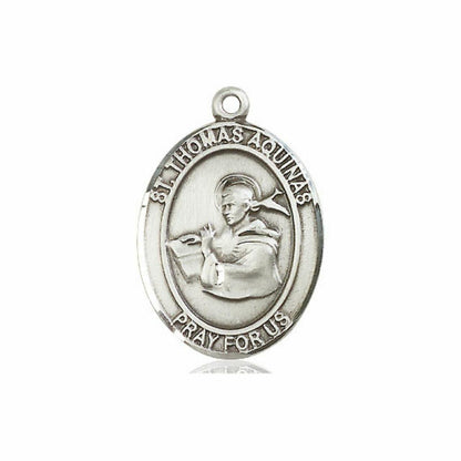 St Thomas Aquinas Medal - Sterling Silver Oval Pendant 3 Sizes