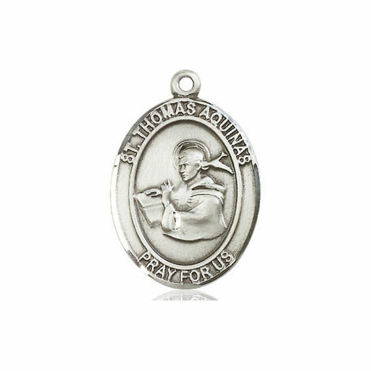 St Thomas Aquinas Medal - Sterling Silver Oval Pendant 3 Sizes