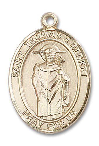 St Thomas Becket Medal - 14kt Gold Oval Pendant 3 Sizes