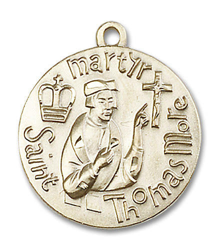 St Thomas More Martyr Medal - 14kt Gold Round Pendant 2 Sizes