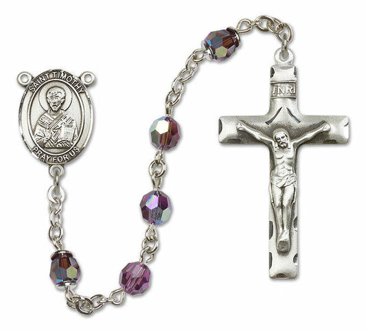 St Timothy Sterling Silver Rosary - 16 Color Options 8105/0644