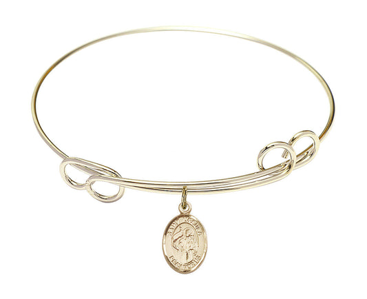 St Ursula Double Loop Bangle Bracelet - Gold-Filled Charm 9127GF