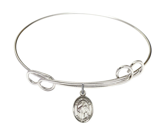 St Ursula Double Loop Bangle Bracelet - Sterling Silver Charm 9127SS