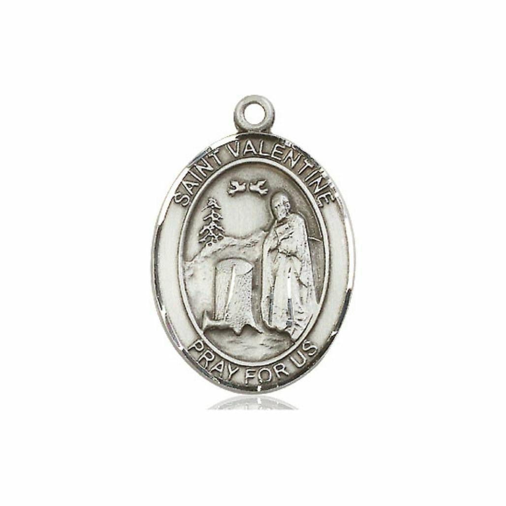 St Valentine Medal - Sterling Silver Oval Pendant 3 Sizes