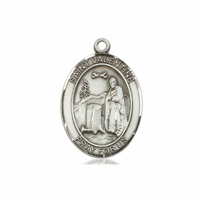 St Valentine Medal - Sterling Silver Oval Pendant 3 Sizes