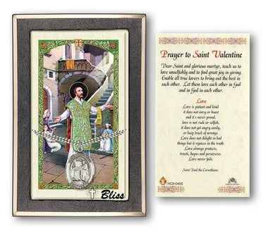 St. Valentine of Rome Medal With Prayer Card - Sterling Silver 1" x 3/4" Oval Pendant (PC7121SS)