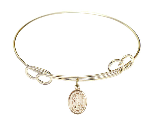 St Veronica Double Loop Bangle Bracelet - Gold-Filled Charm 9110GF