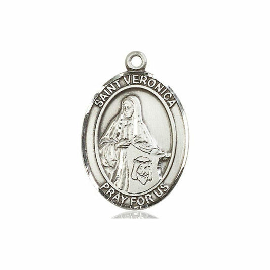 St Veronica Medal - Sterling Silver Oval Pendant 3 Sizes