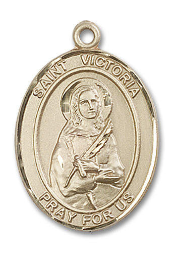 St Victoria Medal - 14kt Gold Oval Pendant 3 Sizes