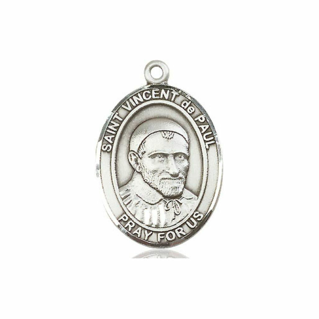 St Vincent De Paul Medal - Sterling Silver Oval Pendant 3 Sizes