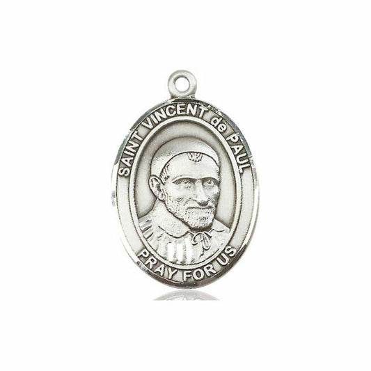 St Vincent De Paul Medal - Sterling Silver Oval Pendant 3 Sizes