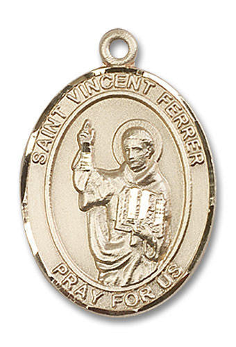 St Vincent Ferrer Medal - 14kt Gold Oval Pendant 3 Sizes