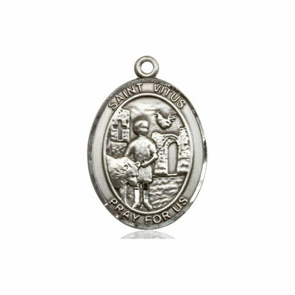 St Vitus Medal - Sterling Silver Oval Pendant 3 Sizes