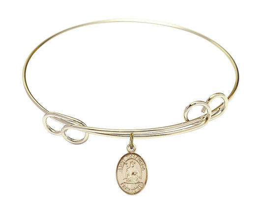St Walburga Double Loop Bangle Bracelet - Gold-Filled Charm 9126GF