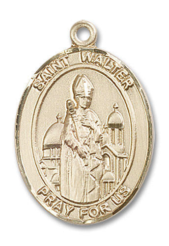 St Walter Medal - 14kt Gold Oval Pendant 3 Sizes