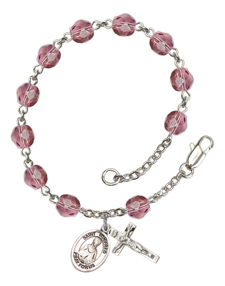 St Winifred of Wales Rosary Bracelet With 6MM Fire Polished Beads RB6000AMS9419