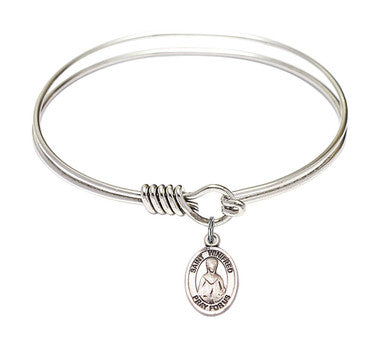 St. Winifred of Wales Round Eye Hook Bangle Bracelet - Sterling Silver Charm - 6.25 Inch (9419SS)