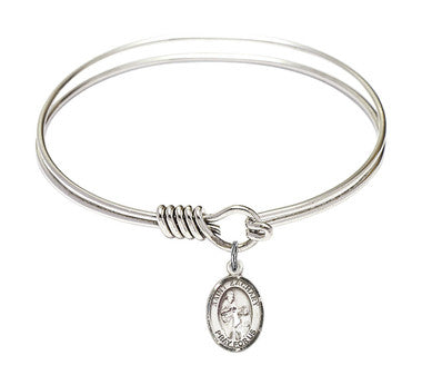 St. Zachary Round Eye Hook Bangle Bracelet - Sterling Silver Charm - 6.25 Inch (9116SS)