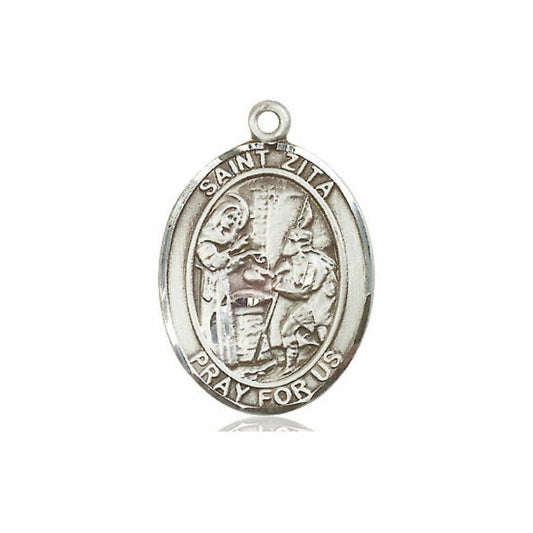 St Zita Medal - Sterling Silver Oval Pendant 3 Sizes
