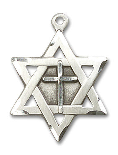 Star of David with Cross Pendant - Sterling Silver 2 Sizes