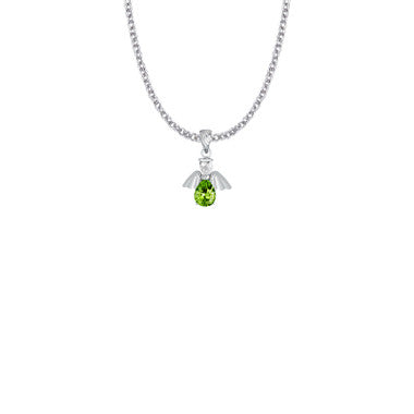 August Angel Birthstone Necklace - Sterling Silver Pendant On 18" Stainless Chain (SM9156SH)
