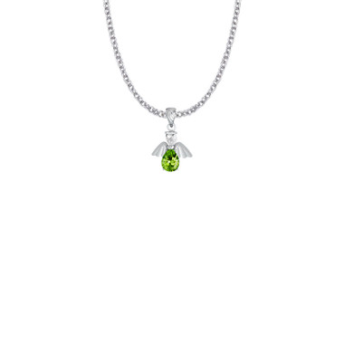 August Angel Birthstone Necklace - Sterling Silver Pendant On 18" Stainless Chain (SM9156SH)