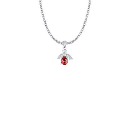 July Angel Birthstone Necklace - Sterling Silver Pendant On 18 Stainless Chain