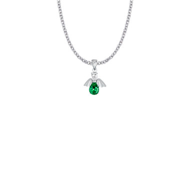 May Angel Birthstone Necklace - Sterling Silver Pendant On 18" Stainless Chain (SM9153SH)