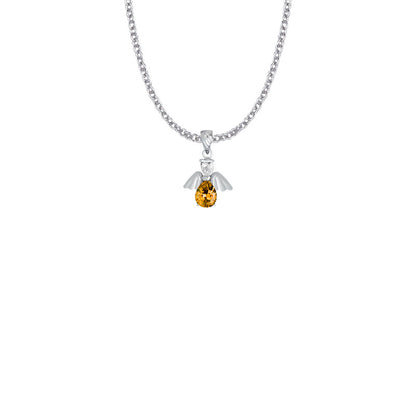 November Birthstone Angel Necklace - Sterling Silver Pendant On 18 Stainless Chain
