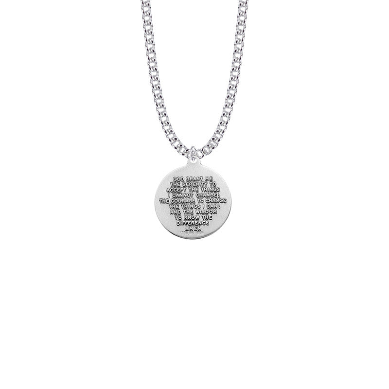Back of necklace with Serenity Prayer