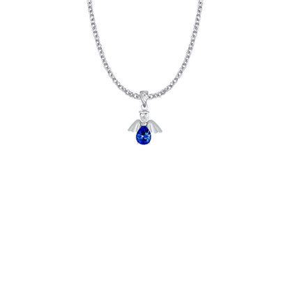 September Angel Birthstone Necklace - Sterling Silver Pendant On 18 Stainless Chain