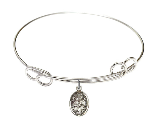 Sts Cosmas And Damian Double Loop Bangle Bracelet - Sterling Silver Charm 9132SS