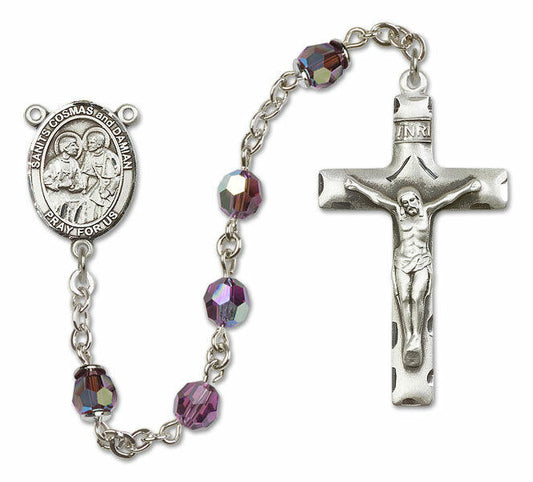 Sts Cosmas and Damian Sterling Silver Rosary - 16 Color Options 8132/0644