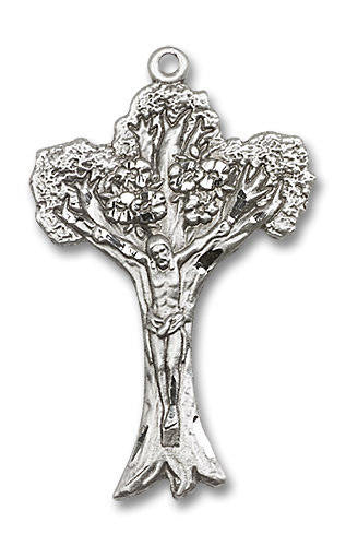 Tree of Life Crucifix Pendant - Sterling Silver 2 Sizes