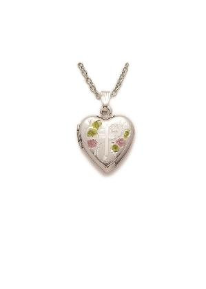Tri Color Heart Cross Locket Necklace - Sterling Silver Pendant on 18 Stainless Chain SM8701SH
