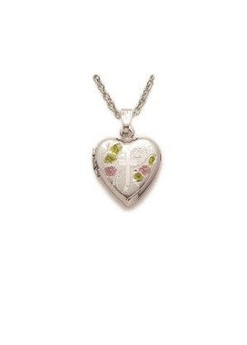 Tri Color Heart Cross Locket Necklace - Sterling Silver Pendant on 18" Stainless Chain (SM8701SH)