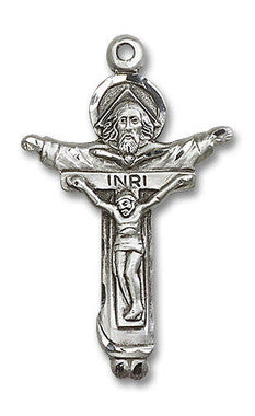 Trinity Crucifix Pendant - Sterling Silver 1 3/4" x 1" (4151SS)