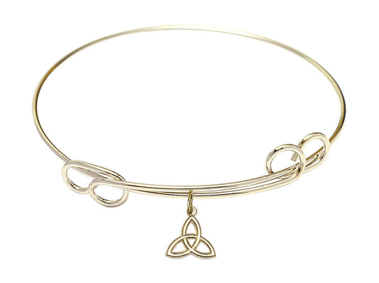 Trinity Irish Knot Double Loop Bangle Bracelet - Gold-Filled Charm