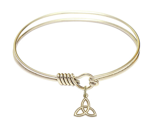 Trinity Irish Knot Round Eye Hook Bangle Bracelet - Gold-Filled Charm - 6.25 Inch 5100GF