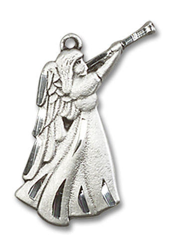 Trumpeting Guardian Angel Pendant - Sterling Silver 7/8 x 1/2 4240SS