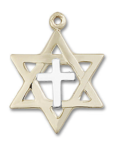 Two-Tone Star of David with Cross Pendant - Sterling/Gold-filled 7/8 x 5/8 1209SS/