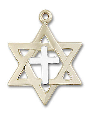 Two-Tone Star of David with Cross Pendant - Sterling/Gold-filled 7/8" x 5/8" (1209SS/)