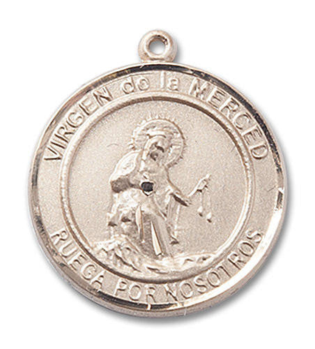 Virgen De La Merce Medal - 14kt Gold Round Pendant 2 Sizes