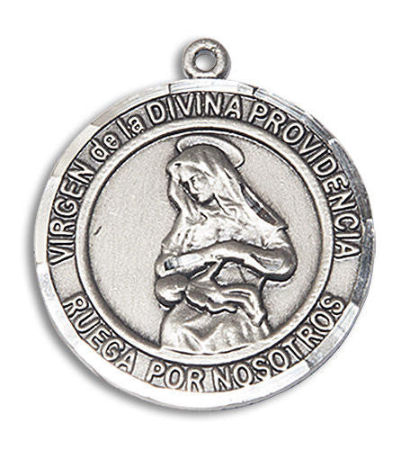 Virgen Divina Providencia Medal - Sterling Silver Round Pendant 2 Sizes