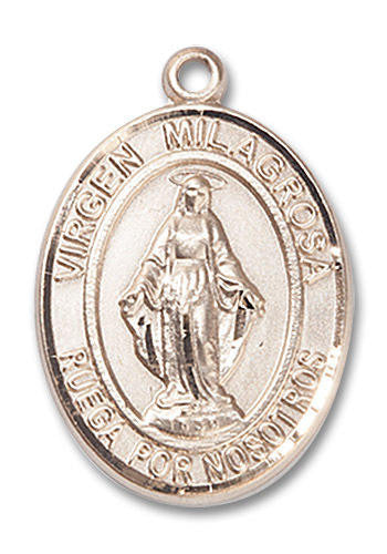 Virgen Milagrosa Medal - 14kt Gold Oval Pendant 2 Sizes
