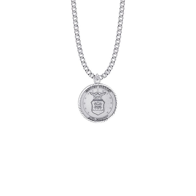 Small St Michael Air Force Necklace - Sterling Silver Medal On 20 Stainless Chain SM8258SH