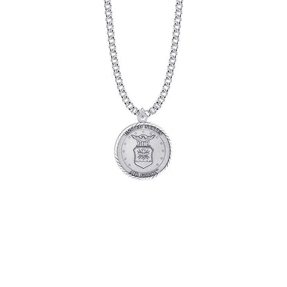 Small St Michael Air Force Necklace - Sterling Silver Medal On 20 Stainless Chain SM8258SH